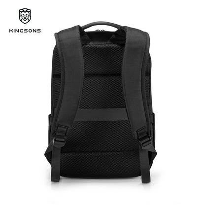 KINGSONS KS25458 18L Ergonomic Business Laptop Backpack, Waterproof, Scratch-Resistant Travel Commuter Bag Black