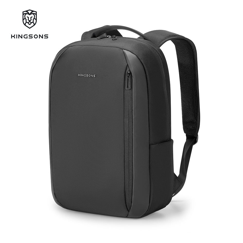 KINGSONS KS25458 18L Ergonomic Business Laptop Backpack, Waterproof, Scratch-Resistant Travel Commuter Bag Black