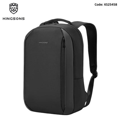 KINGSONS KS25458 18L Ergonomic Business Laptop Backpack, Waterproof, Scratch-Resistant Travel Commuter Bag Black