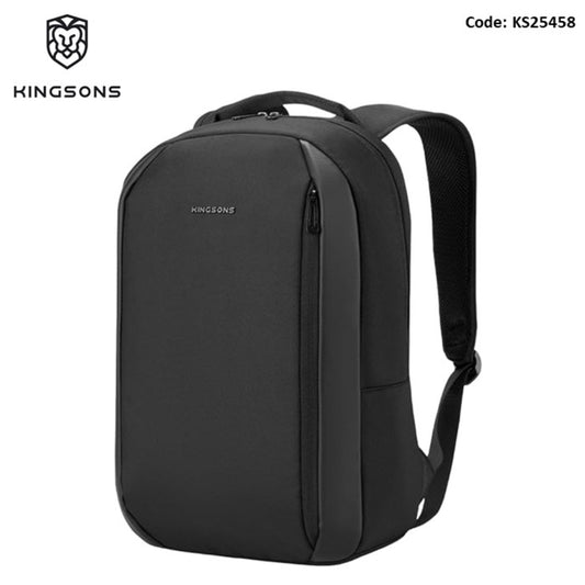 KINGSONS KS25458 18L Ergonomic Business Laptop Backpack, Waterproof, Scratch-Resistant Travel Commuter Bag Black