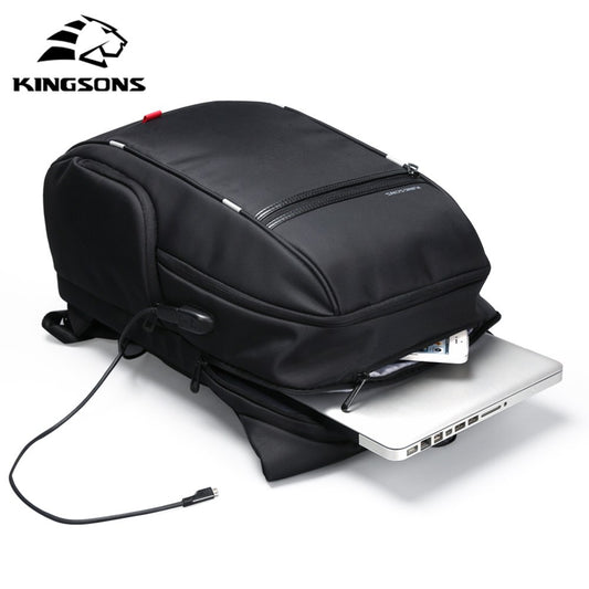 Kingsons, Multifunctional Large Design Backpack Ks3140W Black 15.6 Inch Water-Resistant, Shock-Resistant, Ergonomic Deisgn