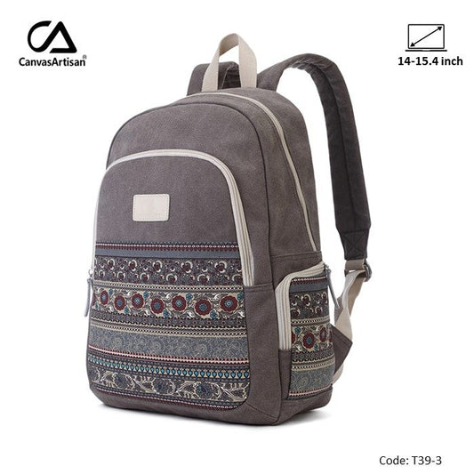 Canvasartisan, Backpack T39-3 (14 - 15.4 Inch) Gray, Durable, Water-Resistant & Light Weight