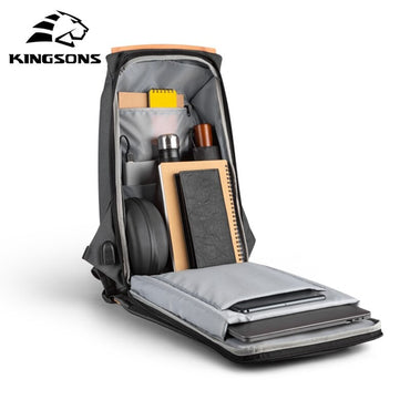 Kingsons, Simple Design Backpack Ks3207W, 15.6 Inch, Dark Gray, Water-Resistant, Light Weight