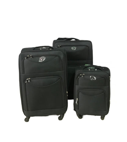 Basics, Expandable Travel Bags Soft Cover 4 Wheels Luggage 3-Piece Set, Black