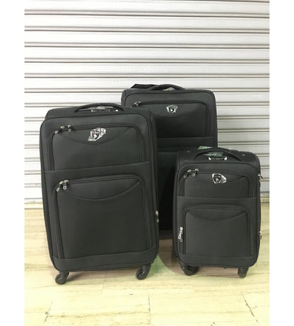 Basics, Expandable Travel Bags Soft Cover 4 Wheels Luggage 3-Piece Set, Black