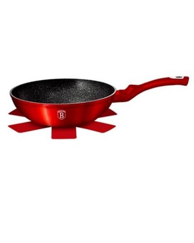 Berlinger Haus, Wok 28 Cm + 1Pc Free Protector, Burgundy Metallic Line