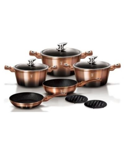 Berlinger Haus, 10 Pcs Cookware Set, Metallic Line Rose Gold Noir Edition