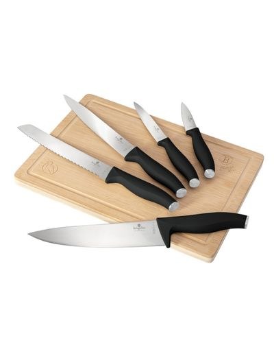 Berlinger Haus, 6 Pcs Knife Set With Bamboo Cutting Board Matt Black