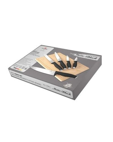 Berlinger Haus, 6 Pcs Knife Set With Bamboo Cutting Board Matt Black