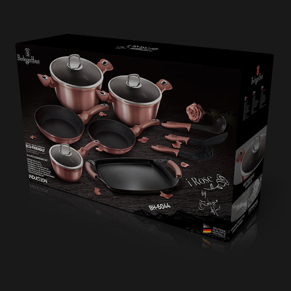 Berlinger Haus, 12+2 Pcs Cookware Set, I-Rose Edition