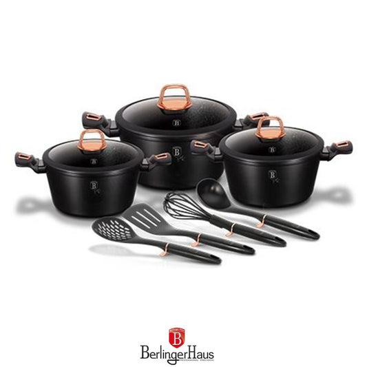 Berlinger Haus, 10 Pcs Cookware Set, Black Rose Collection