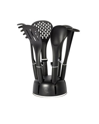 Berlinger Haus, 7 Pcs Kitchen Tool Set With Stand, Black Silver Collection