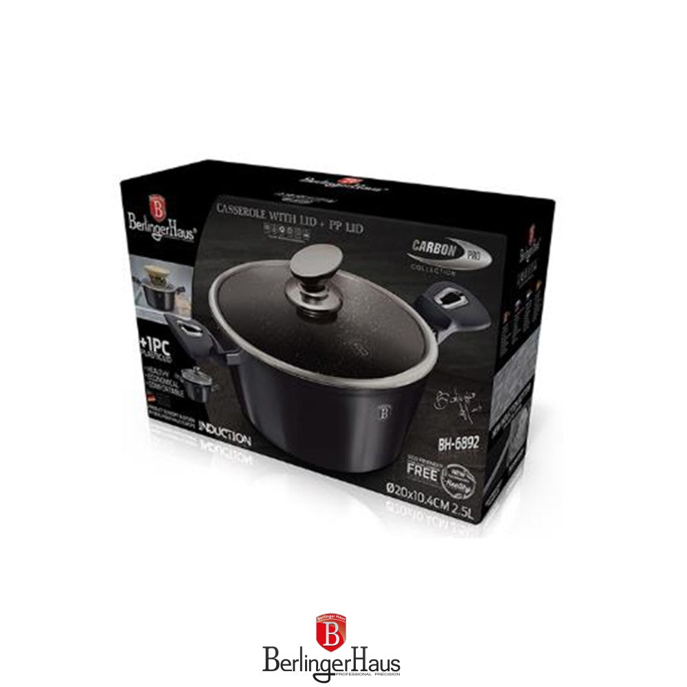 Berlinger Haus, Casserole With Lid, 20 Cm, Metallic Line Carbon Pro Edition