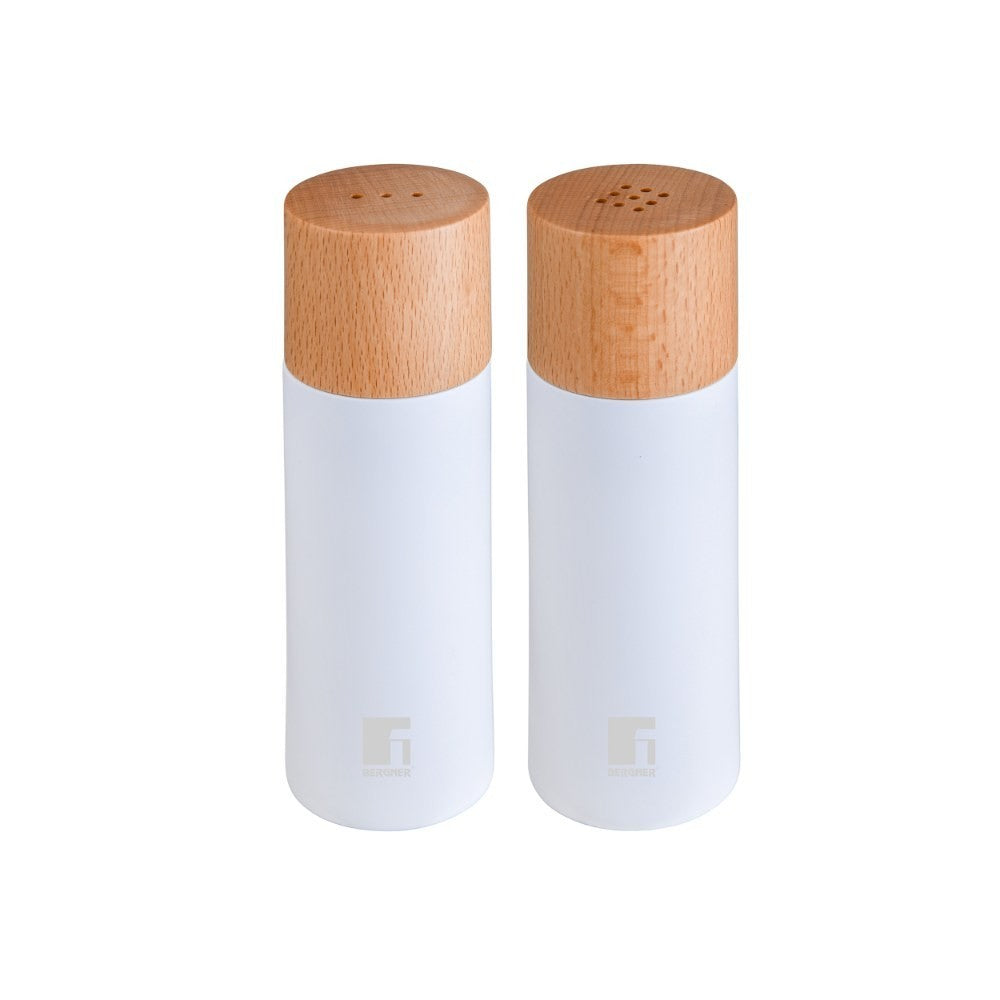 BERGNER 2Pcs Salt And Pepper Shaker Set Wood Naturally BG, BG-48518-WH