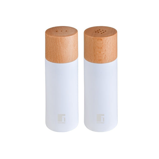 BERGNER 2Pcs Salt And Pepper Shaker Set Wood Naturally BG, BG-48518-WH