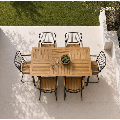 Outdoor Dining Set - Powder-Coated Table with 4 Steel & Wood Chairs, BH-101/1580492
