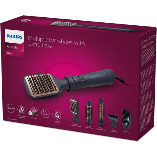 Philips, Air Styler, 1000W, Argan-Oil Infused Ceramic Plates, Even Heat Distribution Tech, Heat Settings (3 Heat With 2 Speed)