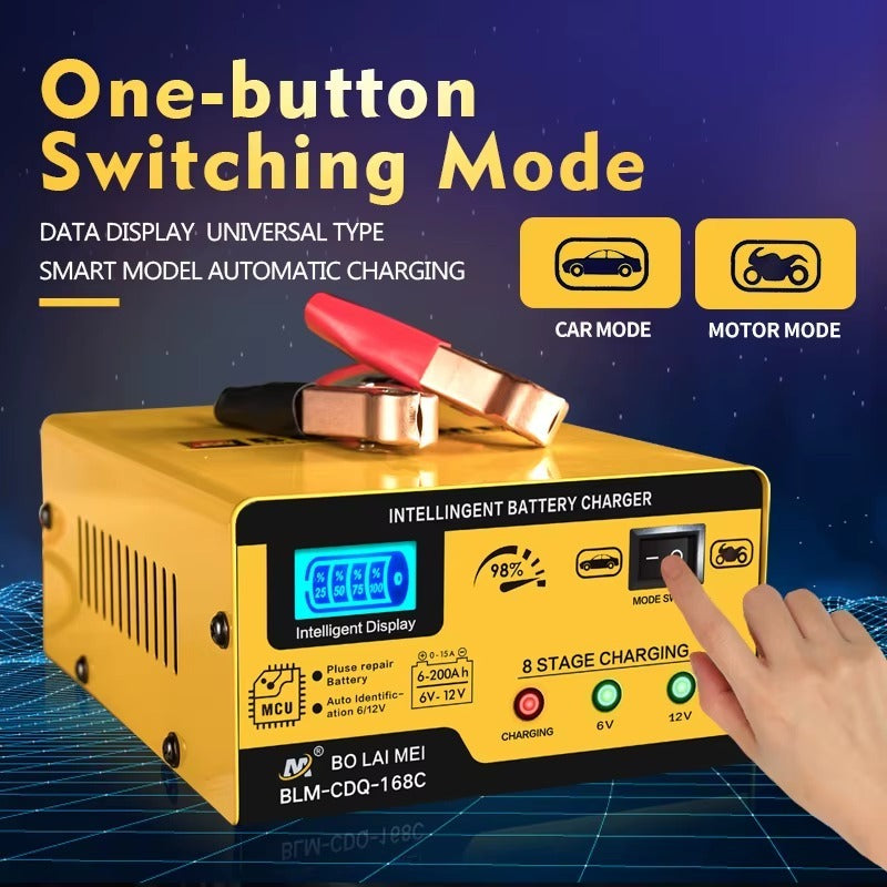 Battery Charger, Bolaimei Blm-168C, 12V 6V Portable Charger Agm Gel Lead Acid Battery Charger