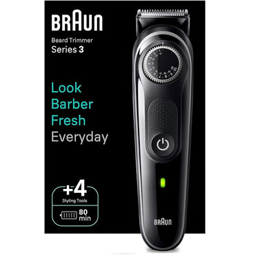 Braun, Beard Trimmer Series 3 Men Trimmer With Ultra Sharp Blade, 40 Length Settings, Rechargeable With 80min Wireless Running Time, BRA-BT3440