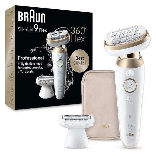 Braun Silk-Epil 9 Epilator, Fast And Efficient, Wet - Dry, Comfortable Epilation, Includes Lady Shaver And Trimmer Comb For Sensitive Areas, BRA-SES9041