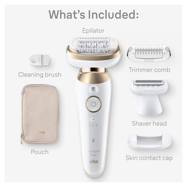 Braun Silk-Epil 9 Epilator, Fast And Efficient, Wet - Dry, Comfortable Epilation, Includes Lady Shaver And Trimmer Comb For Sensitive Areas, BRA-SES9041
