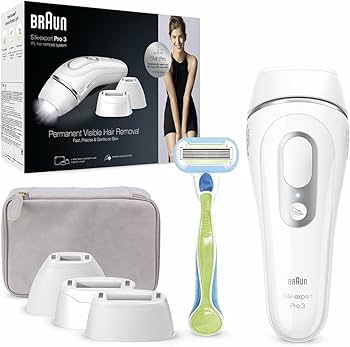 Braun, Silk Expert Pro 3 Pl3233 New Generation Ipl + Travel Bag With 3 Heads With 300,000 Shots