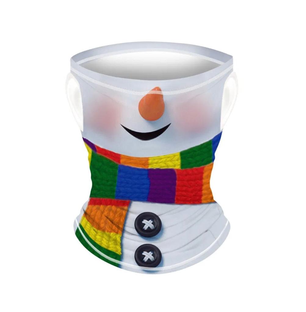 Smile Yalla, Multi Head Wear Scarf, Christmas Colorful Snow Man Santa, Big