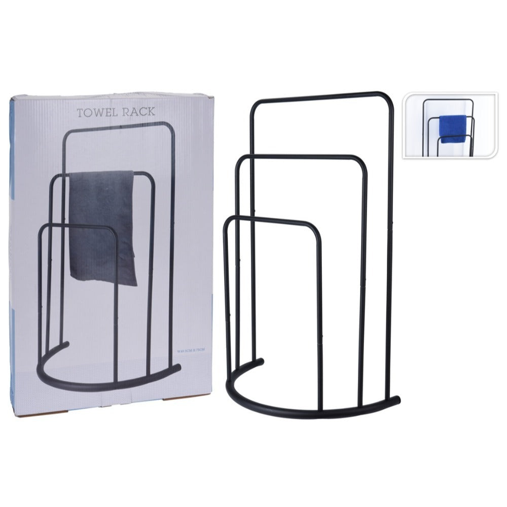 Multi Towel Rack Metal Black 75 Cm
