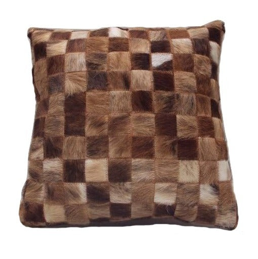 Real Cow Hide Hair On Leather Cushion Squares Beige/Brown 40X40 Cm