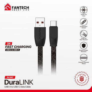 Fantech, Duralink Dl3 Braided Cable ? 1M, Durable & Fast Charging, Available in Different Models