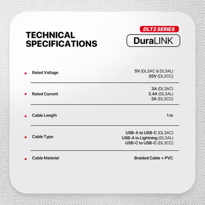 Fantech, Duralink Dl3 Braided Cable ? 1M, Durable & Fast Charging, Available in Different Models