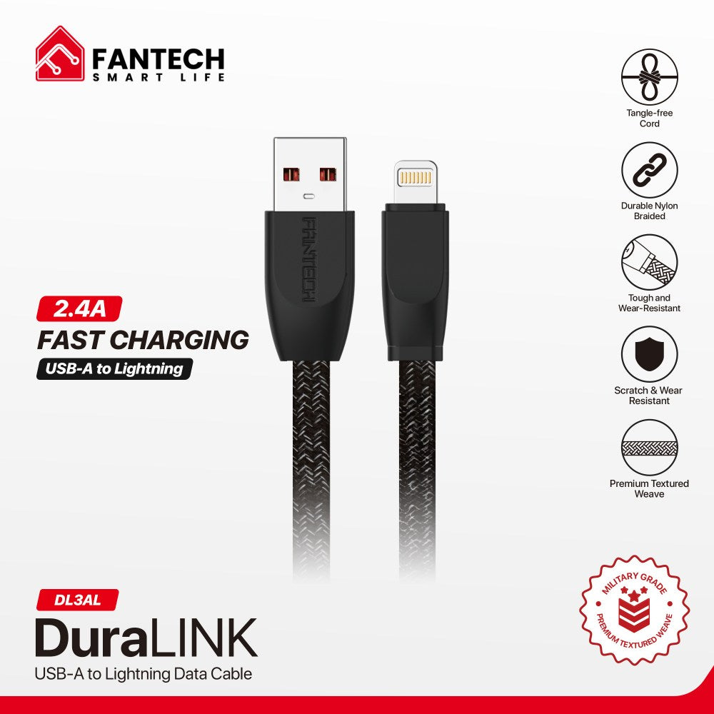 Fantech, Duralink Dl3 Braided Cable ? 1M, Durable & Fast Charging, Available in Different Models
