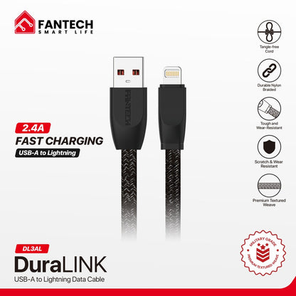 Fantech, Duralink Dl3 Braided Cable ? 1M, Durable & Fast Charging, Available in Different Models
