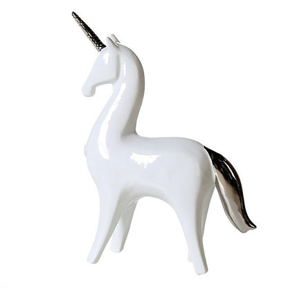 Unicorn porcelain white and silver horn 22.50 cm