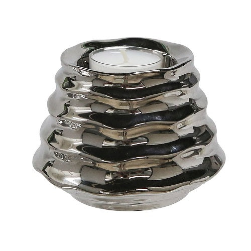 Candle Holder silver glazed
