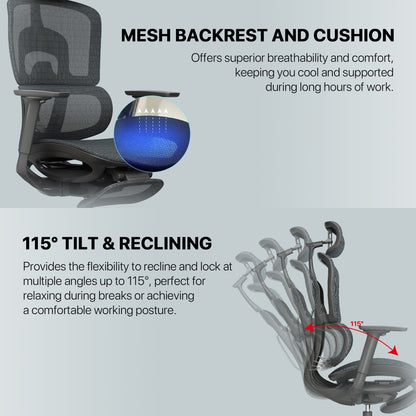 Fantech, Oc3 Ergonomic Office Chair - Ultimate Comfort & Adjustable Support