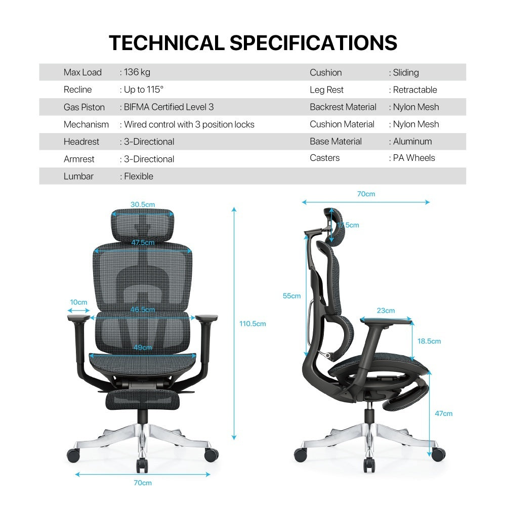 Fantech, Oc3 Ergonomic Office Chair - Ultimate Comfort & Adjustable Support