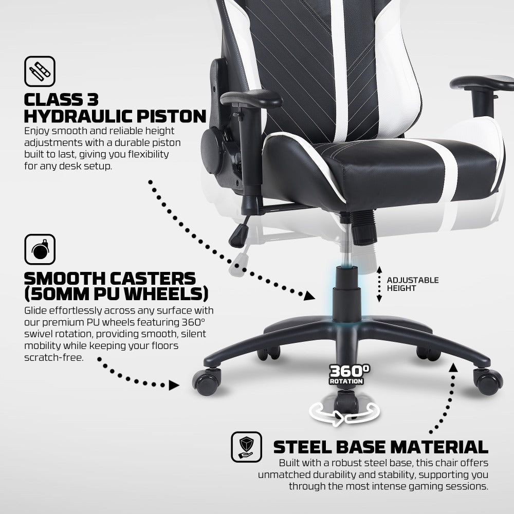 Fantech, Gc194 Ergonomic Gaming Chair With 2D Armrests, Extreme Stability Metal Base, Available in Different Colors