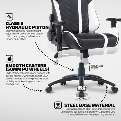Fantech, Gc194 Ergonomic Gaming Chair With 2D Armrests, Extreme Stability Metal Base, Available in Different Colors