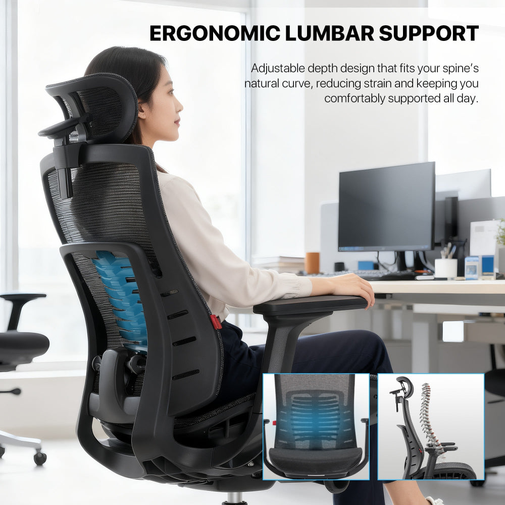 Fantech, OC1 PRO Professional Ergonomic Chair for All-Day Work Comfort Black, CHAIR D59