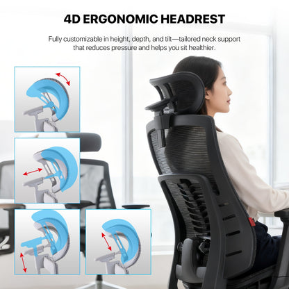 Fantech, OC1 PRO Professional Ergonomic Chair for All-Day Work Comfort Black, CHAIR D59
