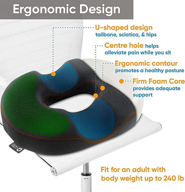 5 Stars United, Donut Pillow, Clinical Therapeutic Grade Seat Cushion and Knee Pillow for Side Sleepers - 100% Memory Foam, Bundle