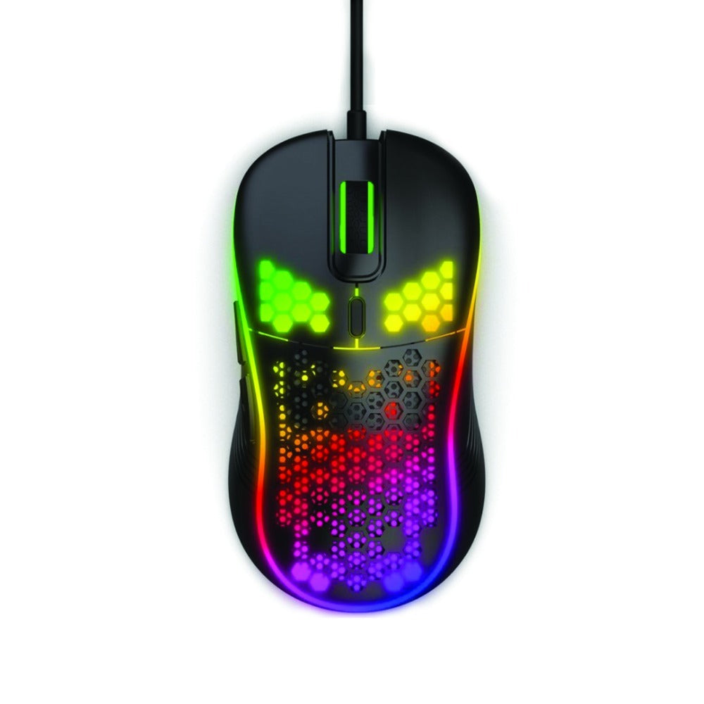 Wired Glare Gaming Mouse with RGB LED Light Black - 1619B