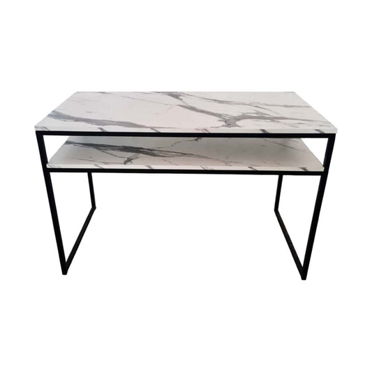 KC, Office Iron Base + Wood Surface 120x60cm White + 1 Shelve, D12060IWW