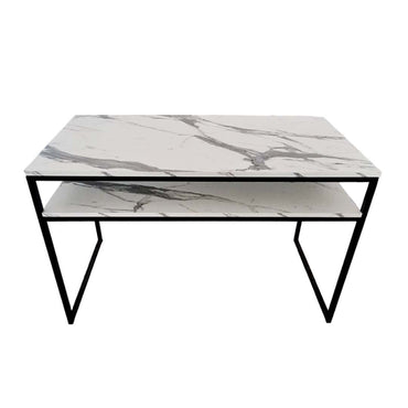 KC, Office Iron Base + Wood Surface 120x60cm White + 1 Shelve, D12060IWW