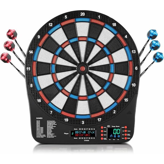 Electronic Dart Board, Digital Dartboard Soft Tip, 32 Games and 359 Variants with Colorful Cricket Display, 100 Soft Tips, Dart-6679