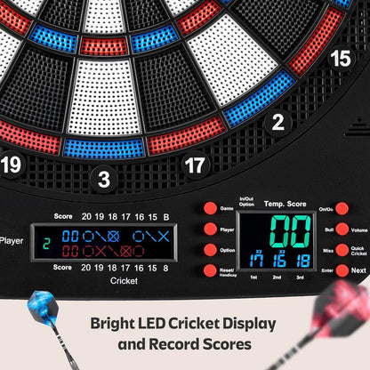 Electronic Dart Board, Digital Dartboard Soft Tip, 32 Games and 359 Variants with Colorful Cricket Display, 100 Soft Tips, Dart-6679