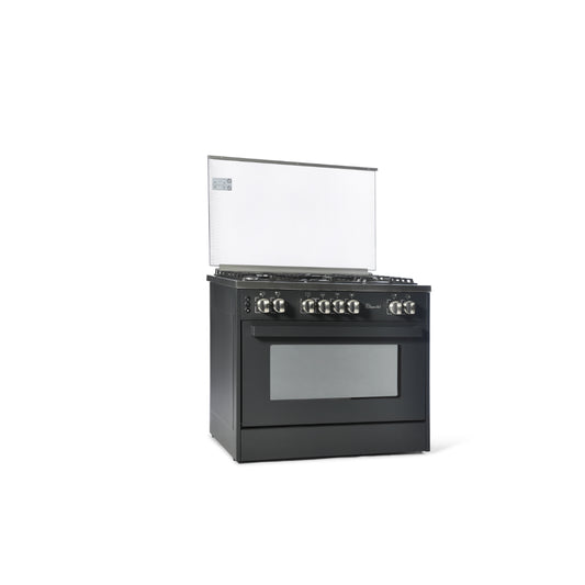 Super Chef, Cooker Wide 90cm 5gas Burners Semi-Pro Matt Black