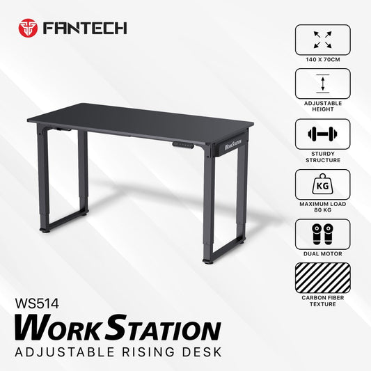 Fantech, Ws514 Work Station, Dual Electrical Motor, Adjustable Height Desk, Stable Design, Load Up To 80Kg