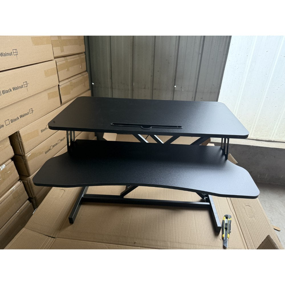Adjustable Gas Spring Sit-Stand Desk Riser ? Ergonomic Height-Adjustable Workstation With Keyboard Tray And Large Surface